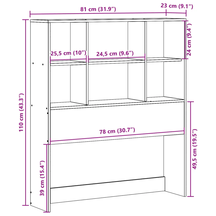 Tête de lit avec rangement cire marron 75 cm bois massif de pin - 10