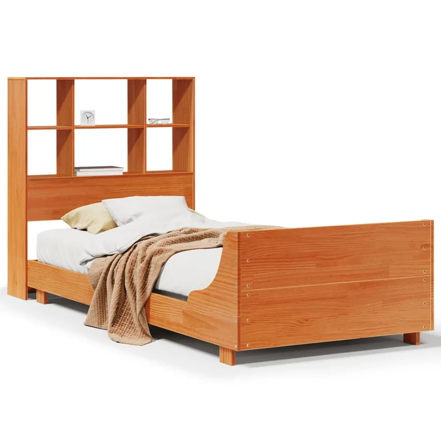 Cadre de lit sans matelas cire marron 75x190 cm bois pin massif - 2