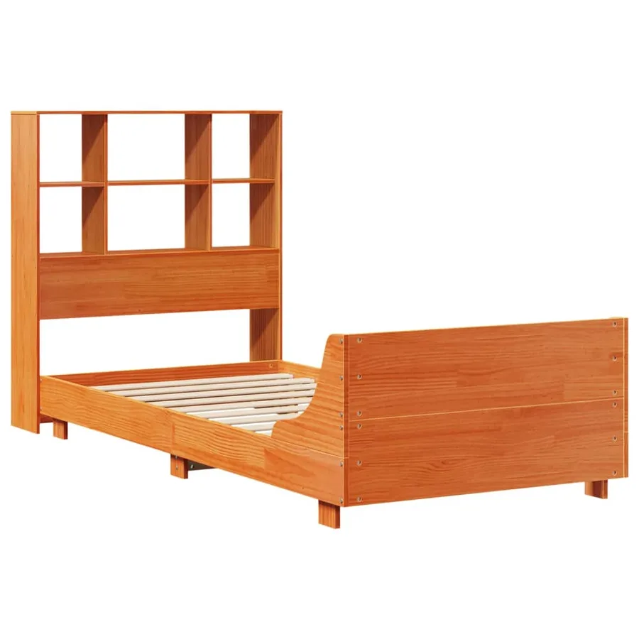 Cadre de lit sans matelas cire marron 75x190 cm bois pin massif - 3