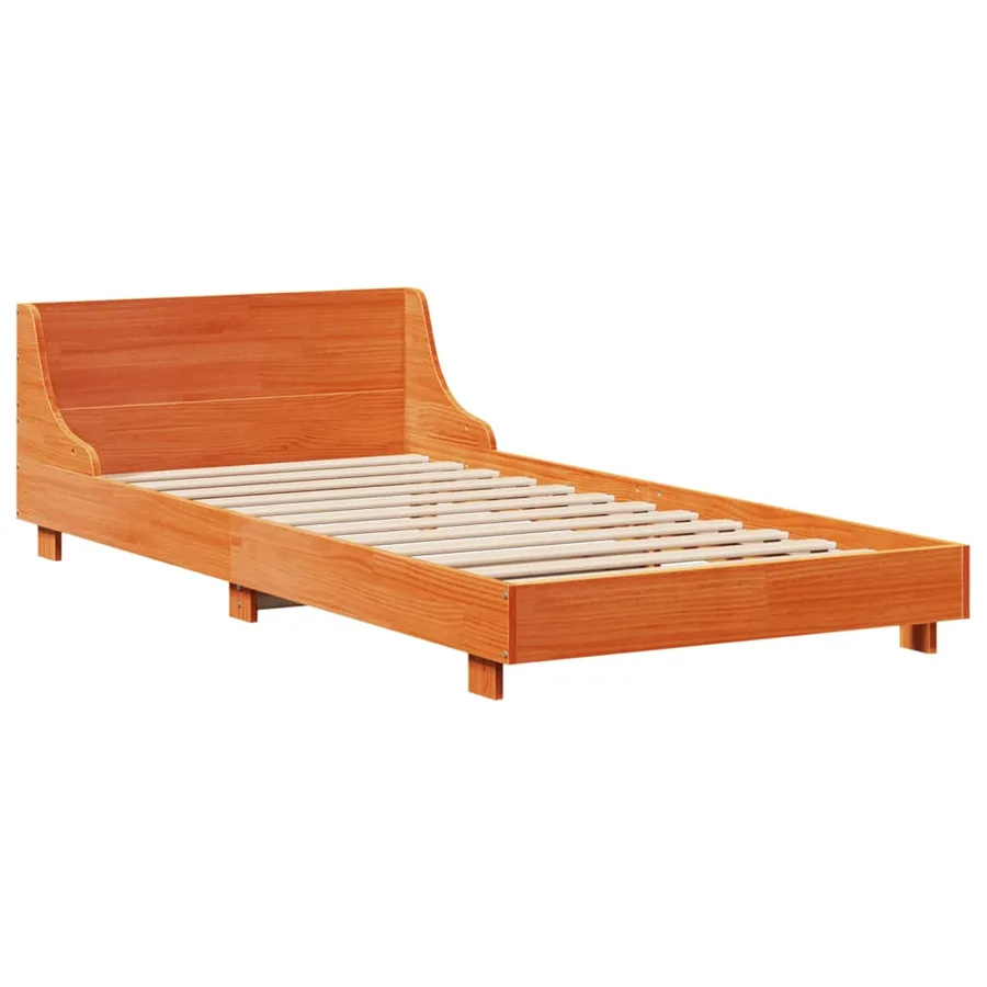 Cadre de lit sans matelas cire marron 75x190 cm bois pin massif - 5