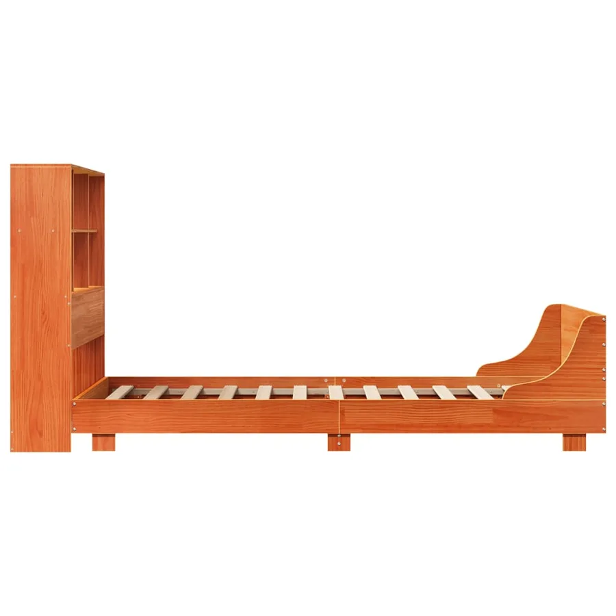 Cadre de lit sans matelas cire marron 75x190 cm bois pin massif - 7