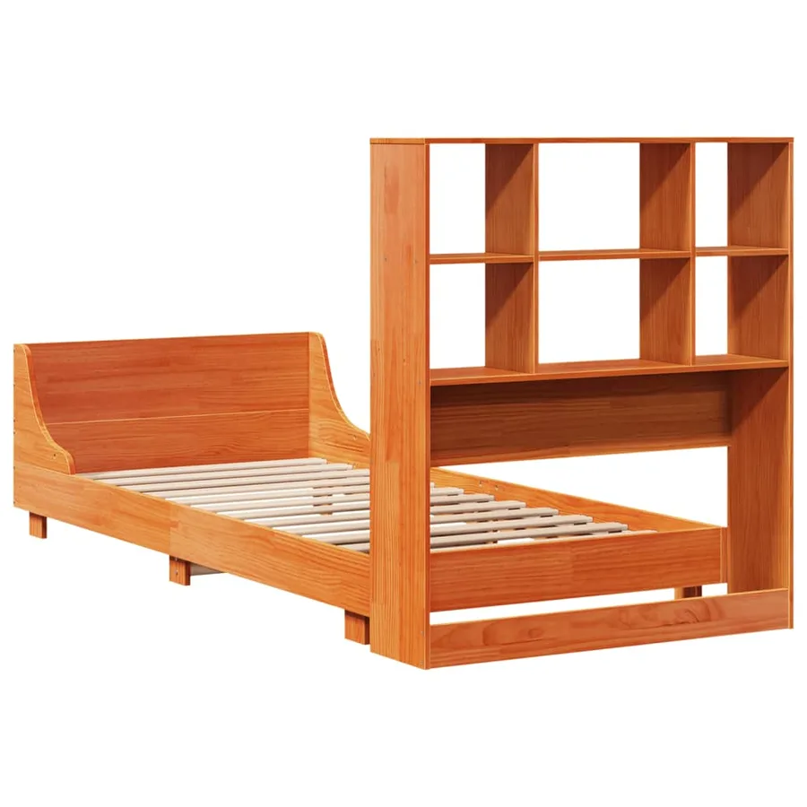 Cadre de lit sans matelas cire marron 75x190 cm bois pin massif - 8