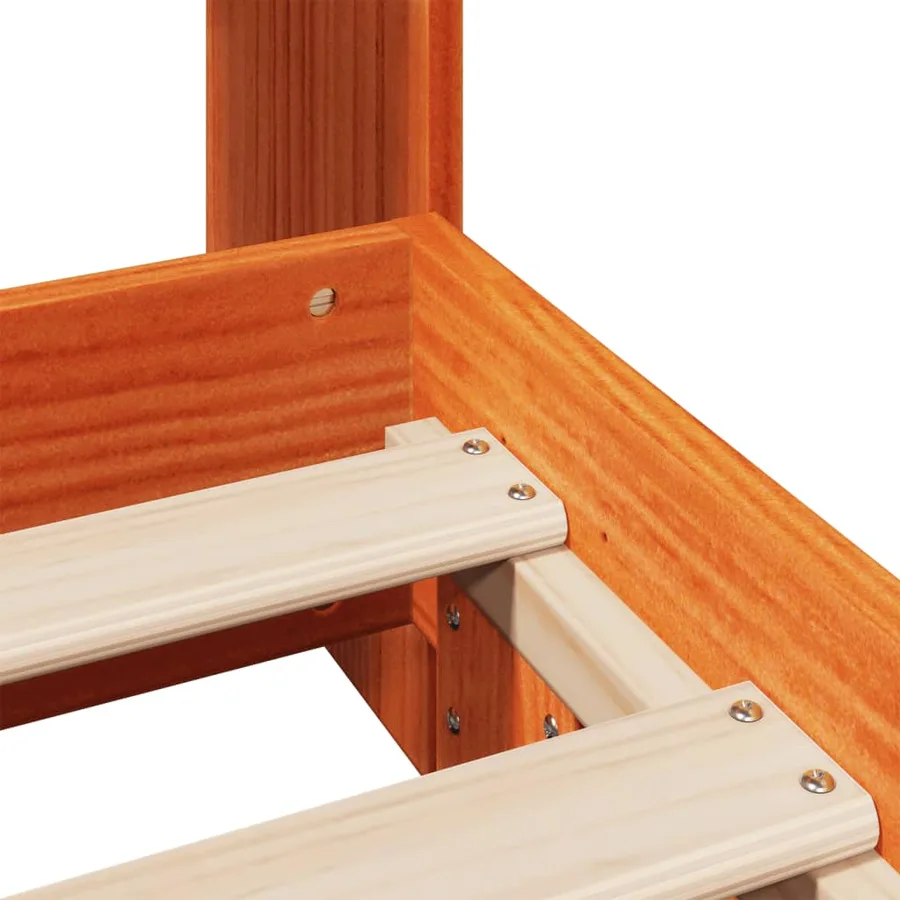 Cadre de lit sans matelas cire marron 75x190 cm bois pin massif - 9