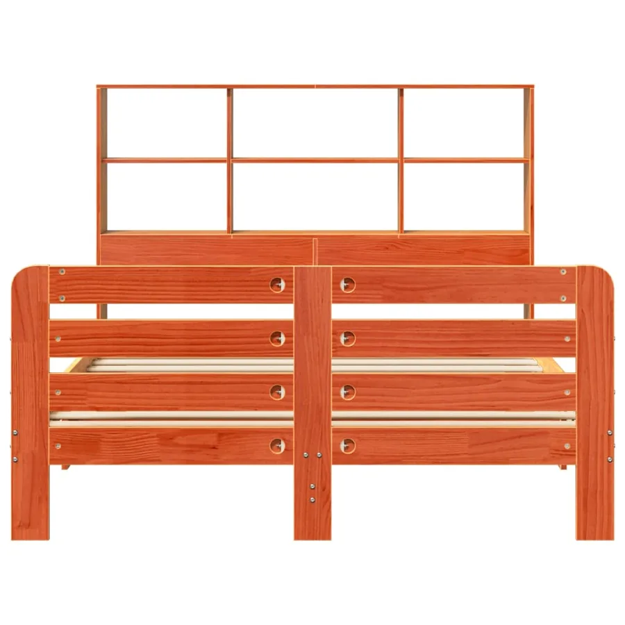 Cadre de lit sans matelas cire marron 150x200cm bois pin massif - 4