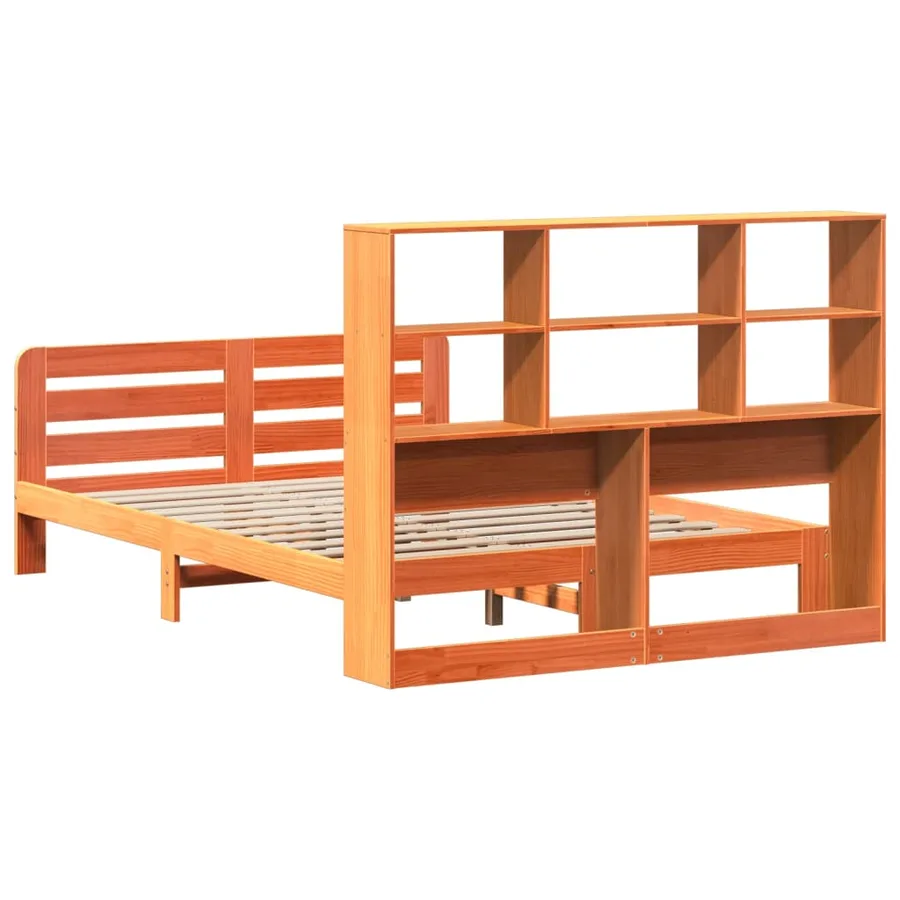 Cadre de lit sans matelas cire marron 150x200cm bois pin massif - 6