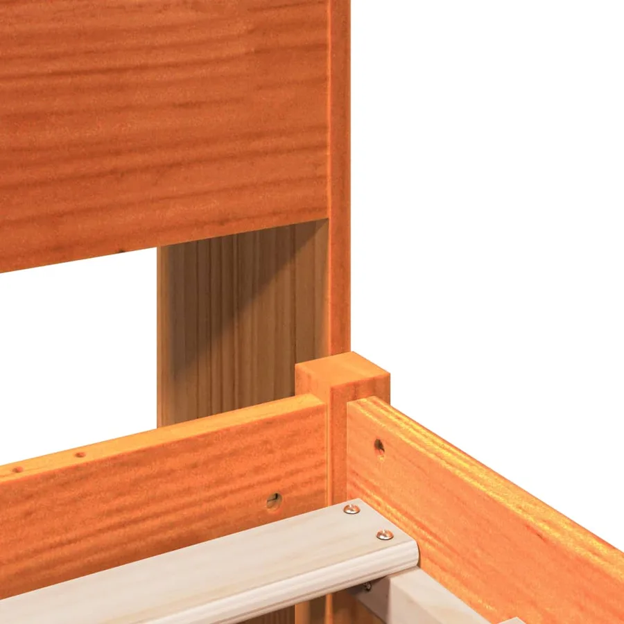 Lit bibliothèque sans matelas cire marron 120x190cm bois massif - 9