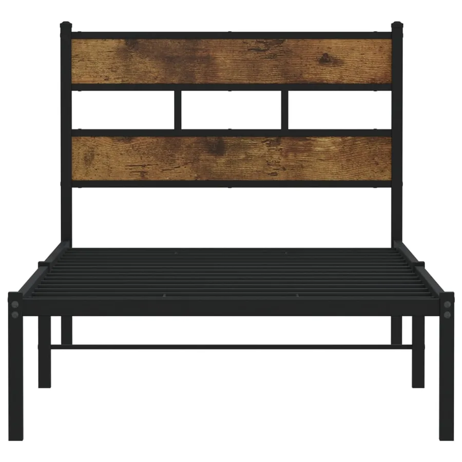 Cadre de lit en métal sans matelas chêne fumé 107x203 cm - 4