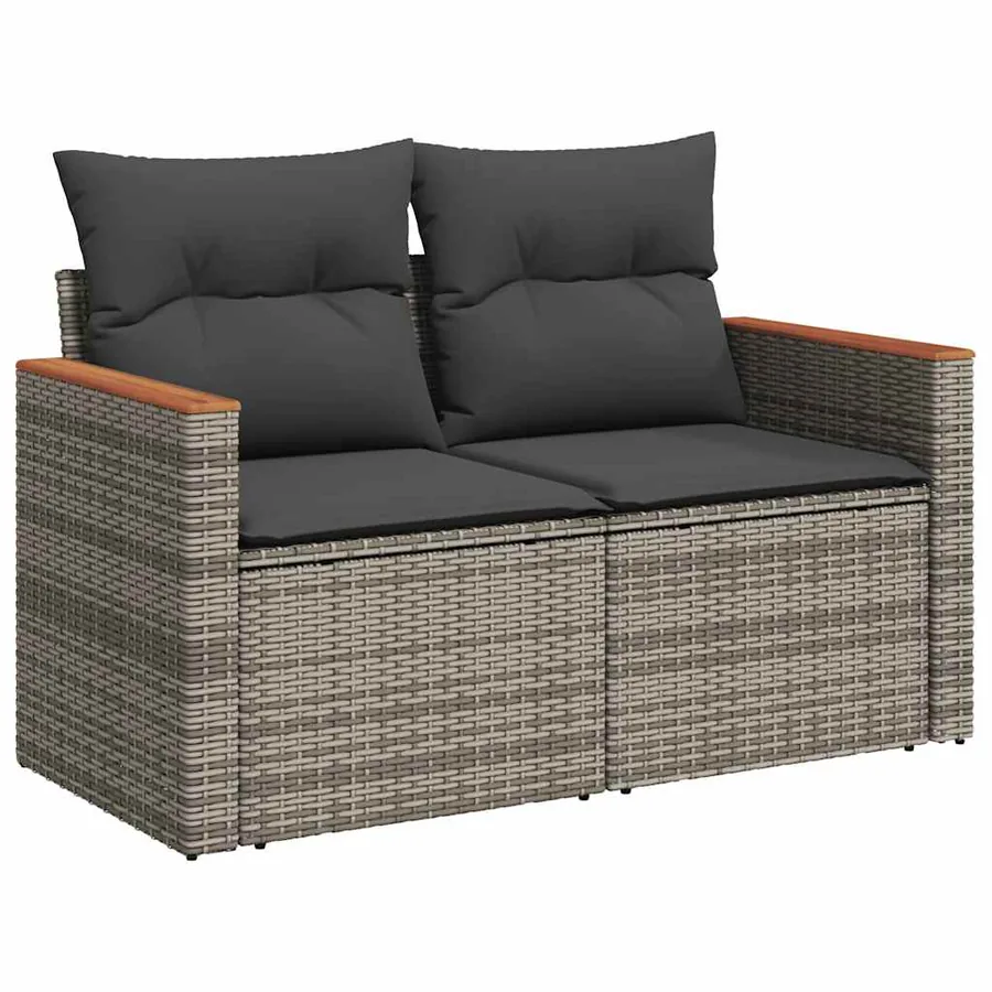Ensemble de canapés de jardin 11 pcs et coussins rotin acacia - 3
