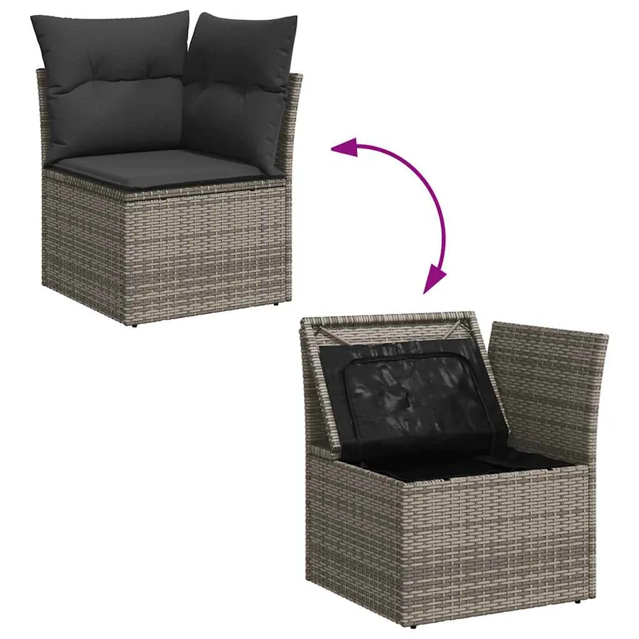Ensemble de canapés de jardin 11 pcs et coussins rotin acacia - 9