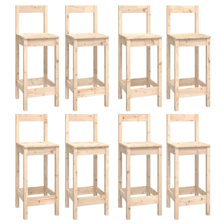 Ensemble de bar 9 pcs Bois de pin massif - 3