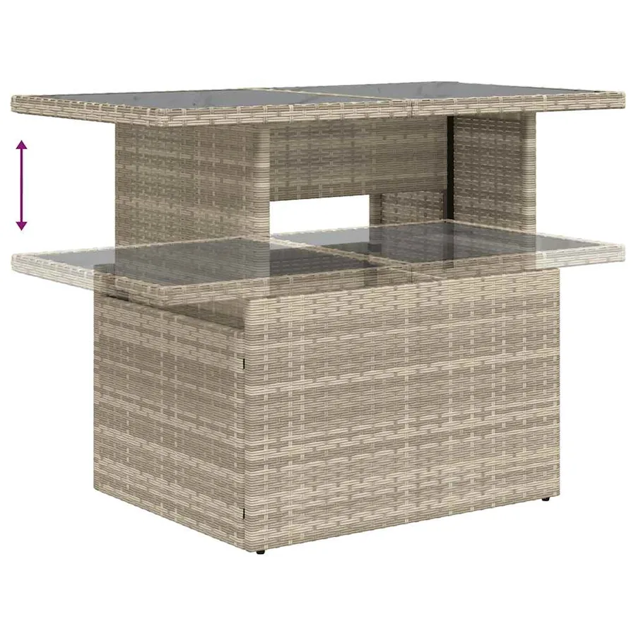 Salon de jardin 9 pcs avec coussins gris clair résine tressée - 12
