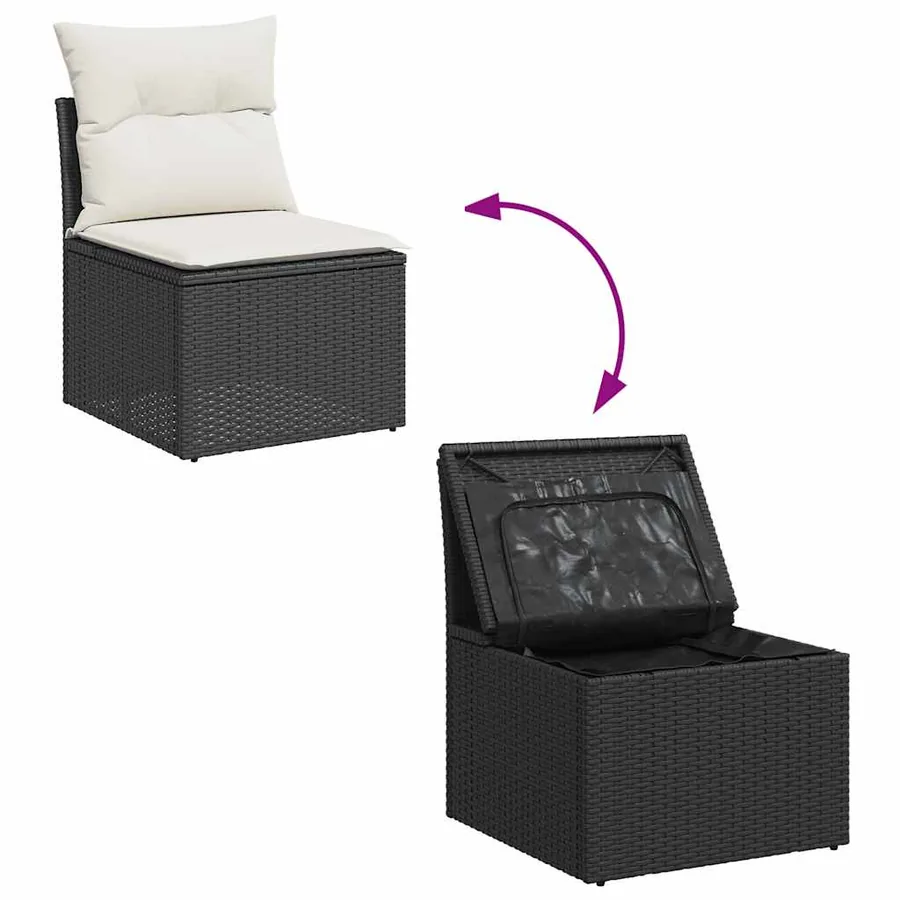 Ensemble de canapés de jardin 11 pcs et coussins rotin acacia - 7