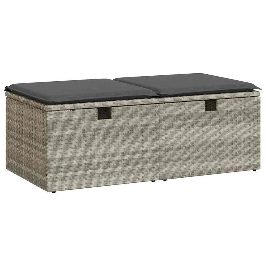 Salon de jardin 2 pcs avec coussins gris clair polyrotin acacia - 2