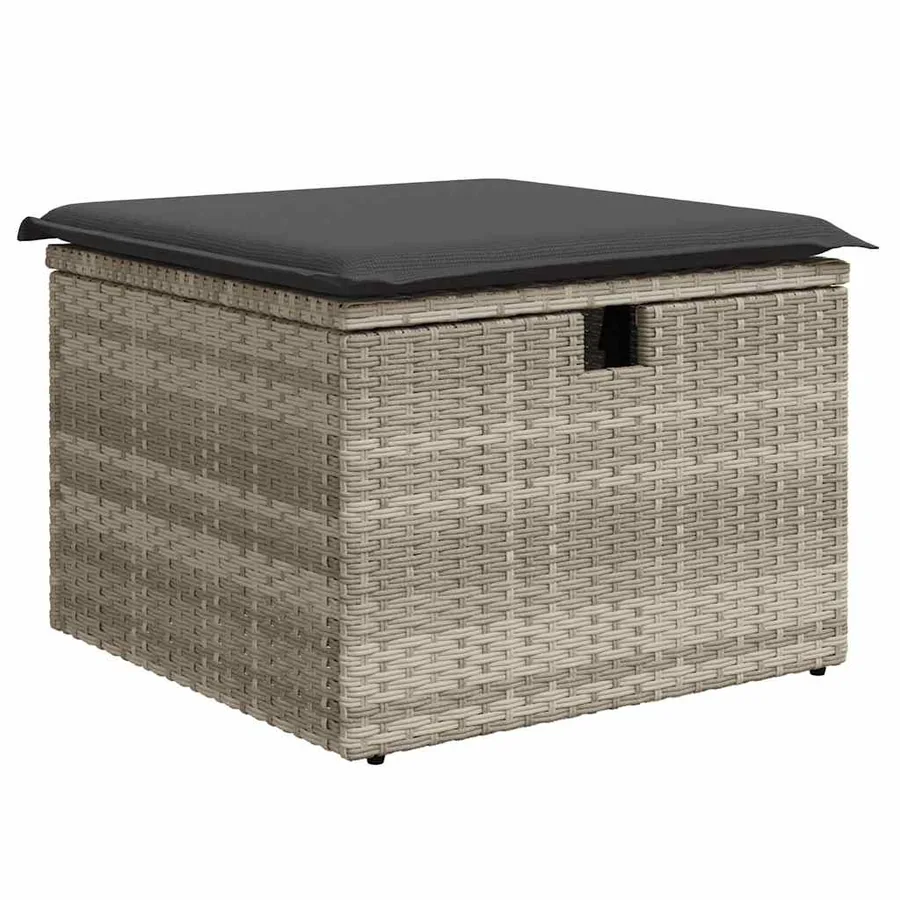 Salon de jardin 2 pcs avec coussins gris clair polyrotin acacia - 4