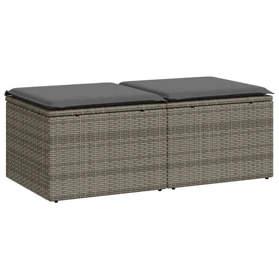 Salon de jardin 2 pcs avec coussins gris résine tressée acacia - 2