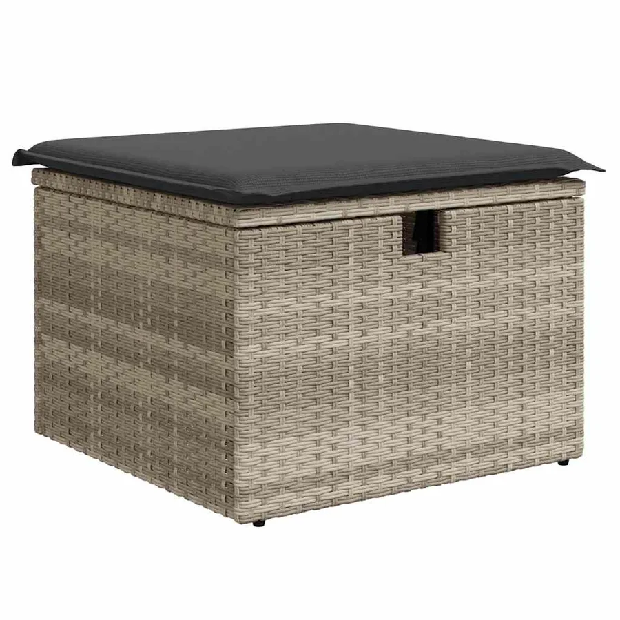 Salon de jardin 8 pcs avec coussins gris clair résine tressée - 6