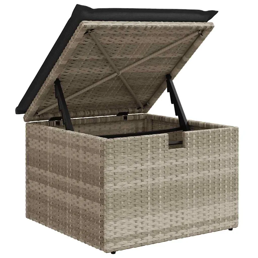 Salon de jardin 9 pcs avec coussins gris clair résine tressée - 11