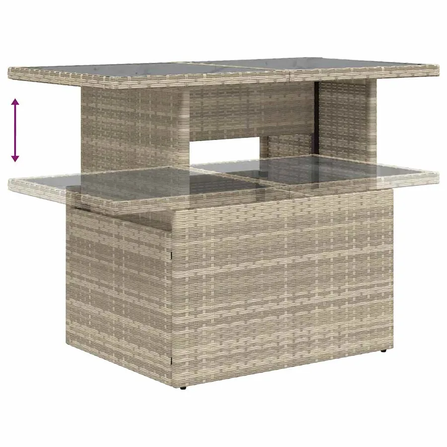 Salon de jardin 6 pcs avec coussins gris clair résine tressée - 8