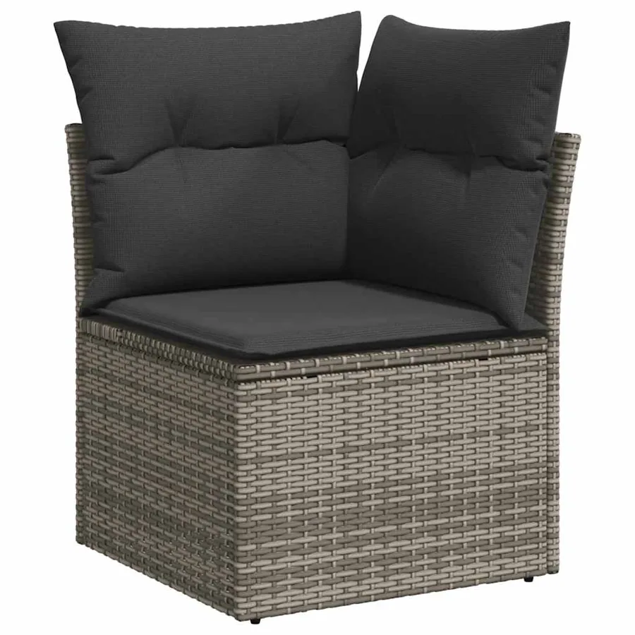Salon de jardin avec coussins 7 pcs gris résine tressée - 4