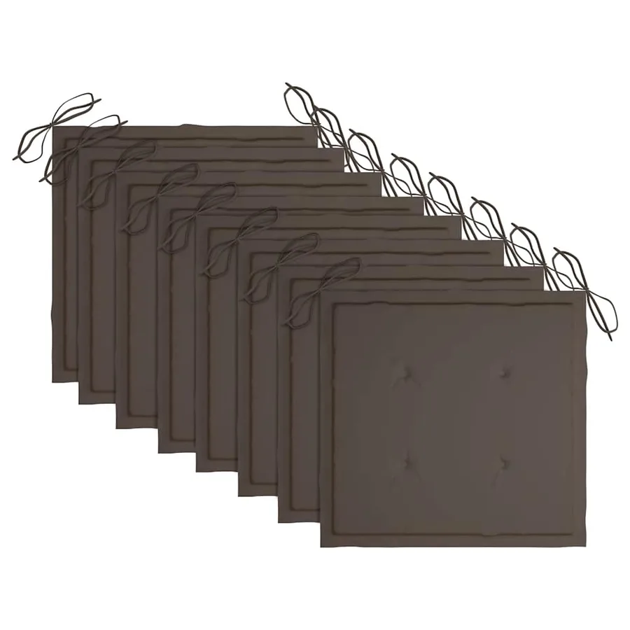 Chaises de jardin avec coussins taupe lot de 8 Bois teck massif - 6