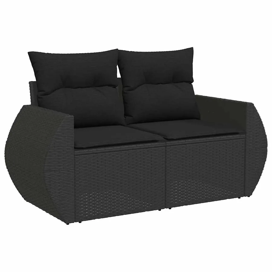Salon de jardin 8 pcs avec coussins noir résine tressée - 5