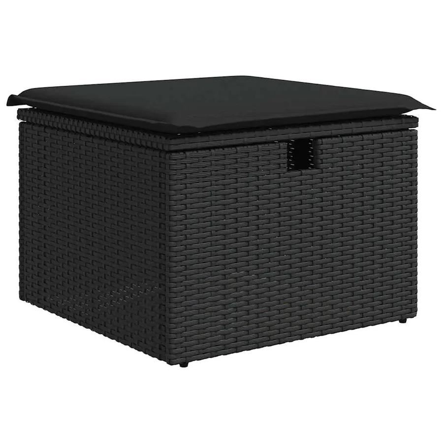 Salon de jardin 5 pcs avec coussins noir résine tressée - 5