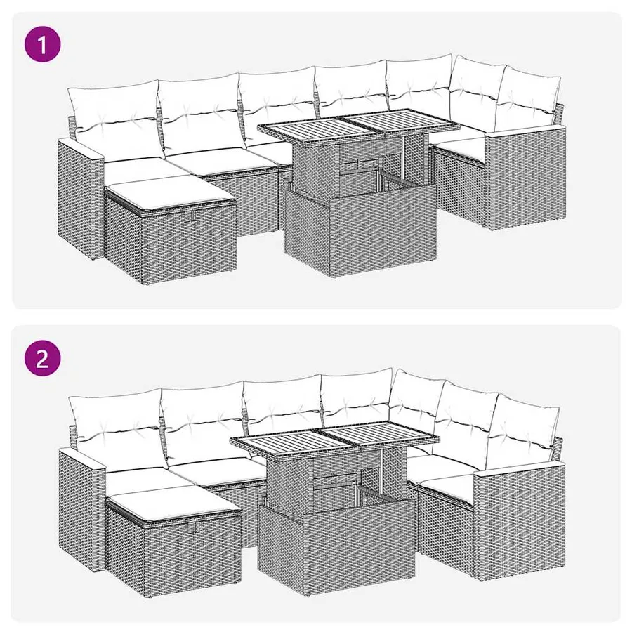 Salon de jardin 5 pcs avec coussins noir résine tressée - 13