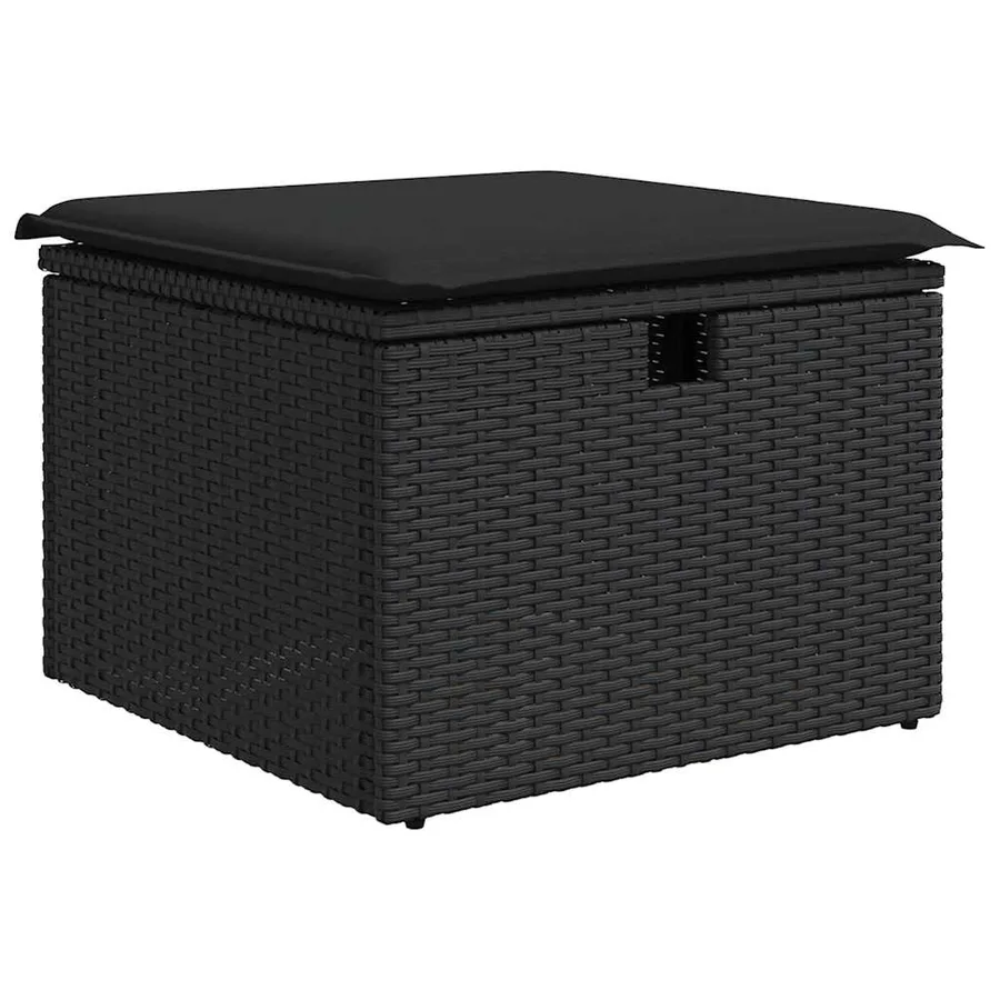 Salon de jardin 5 pcs avec coussins noir résine tressée - 7