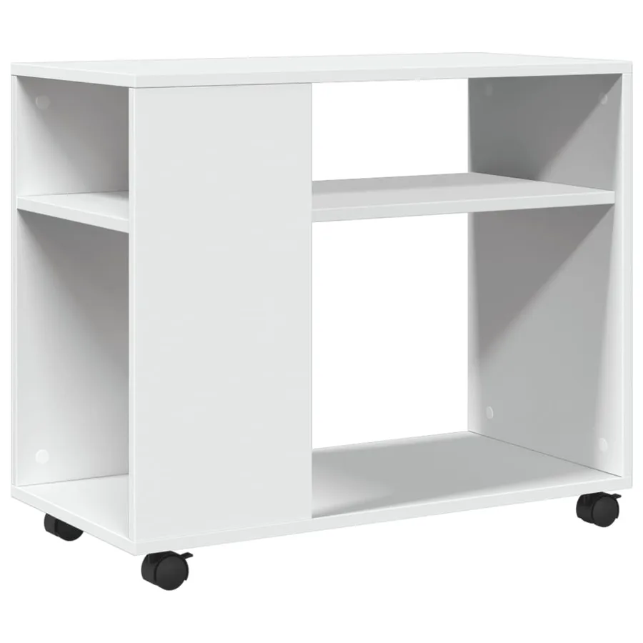 Table d'appoint avec roues blanc 70x35x60 cm bois d'ingénierie - 2