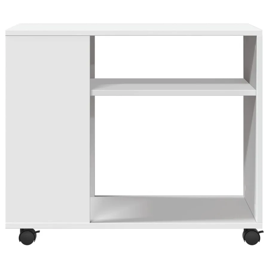 Table d'appoint avec roues blanc 70x35x60 cm bois d'ingénierie - 5