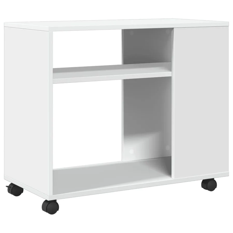 Table d'appoint avec roues blanc 70x35x60 cm bois d'ingénierie - 7