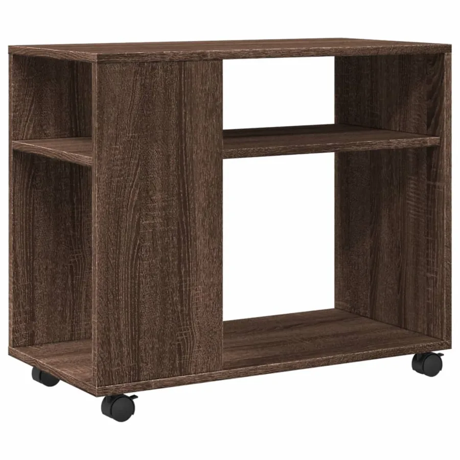Table d'appoint avec roues chêne marron bois d'ingénierie - 2