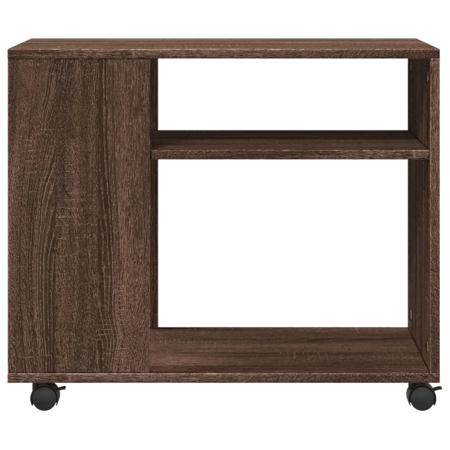 Table d'appoint avec roues chêne marron bois d'ingénierie - 5