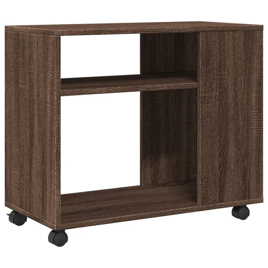 Table d'appoint avec roues chêne marron bois d'ingénierie - 7