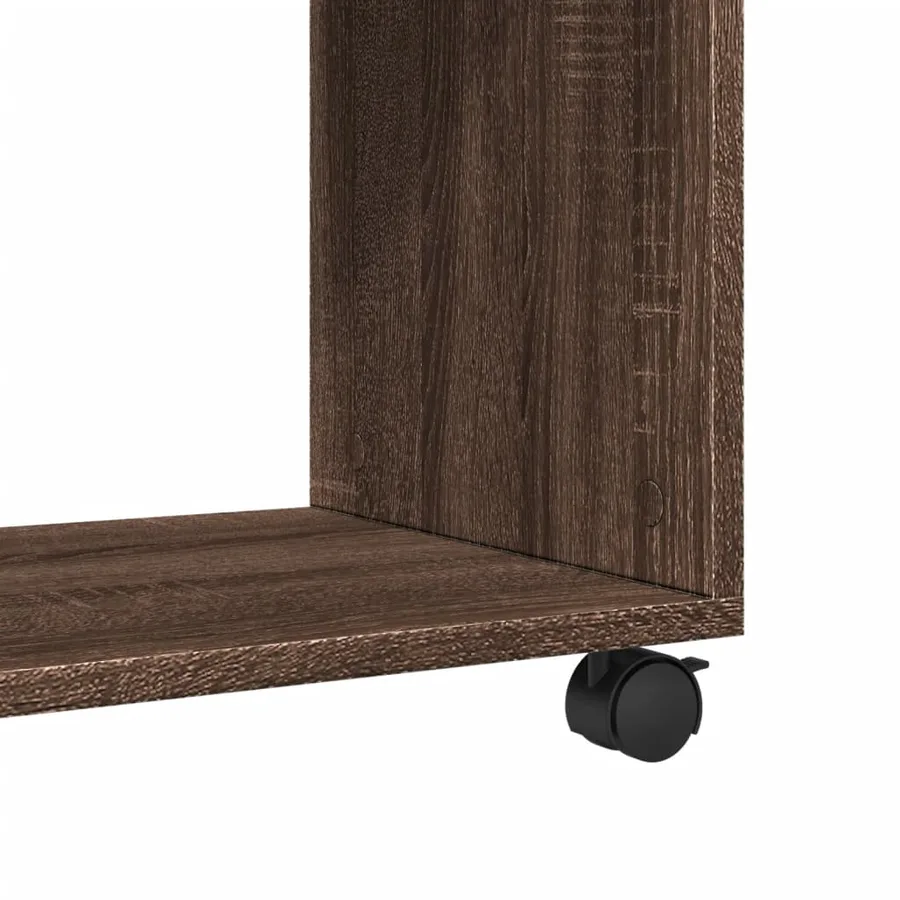 Table d'appoint avec roues chêne marron bois d'ingénierie - 8