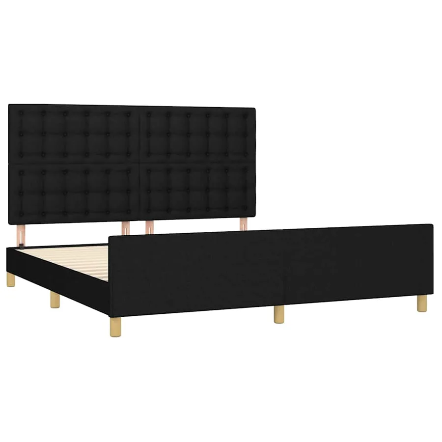 Cadre de lit sans matelas noir 160x200 cm tissu - 4