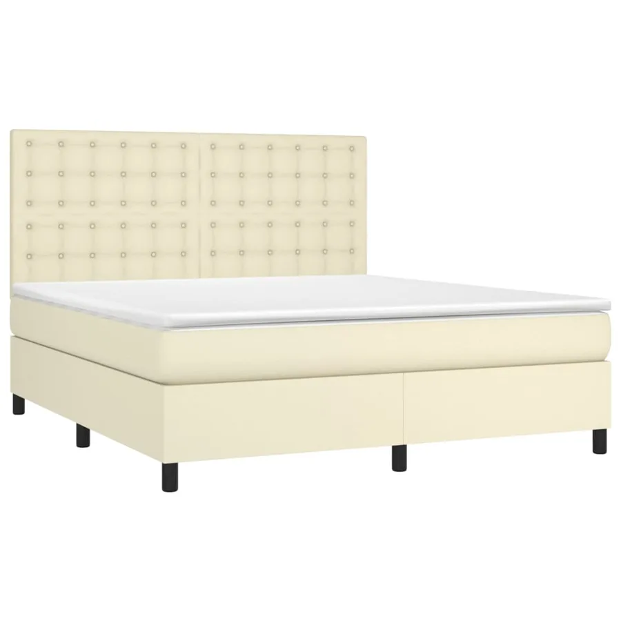 Sommier à lattes de lit avec matelas et LED Crème 180x200 cm - 3