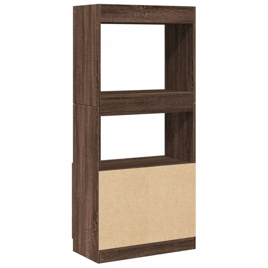 Buffet haut chêne marron 63x33x140 cm bois d'ingénierie - 7