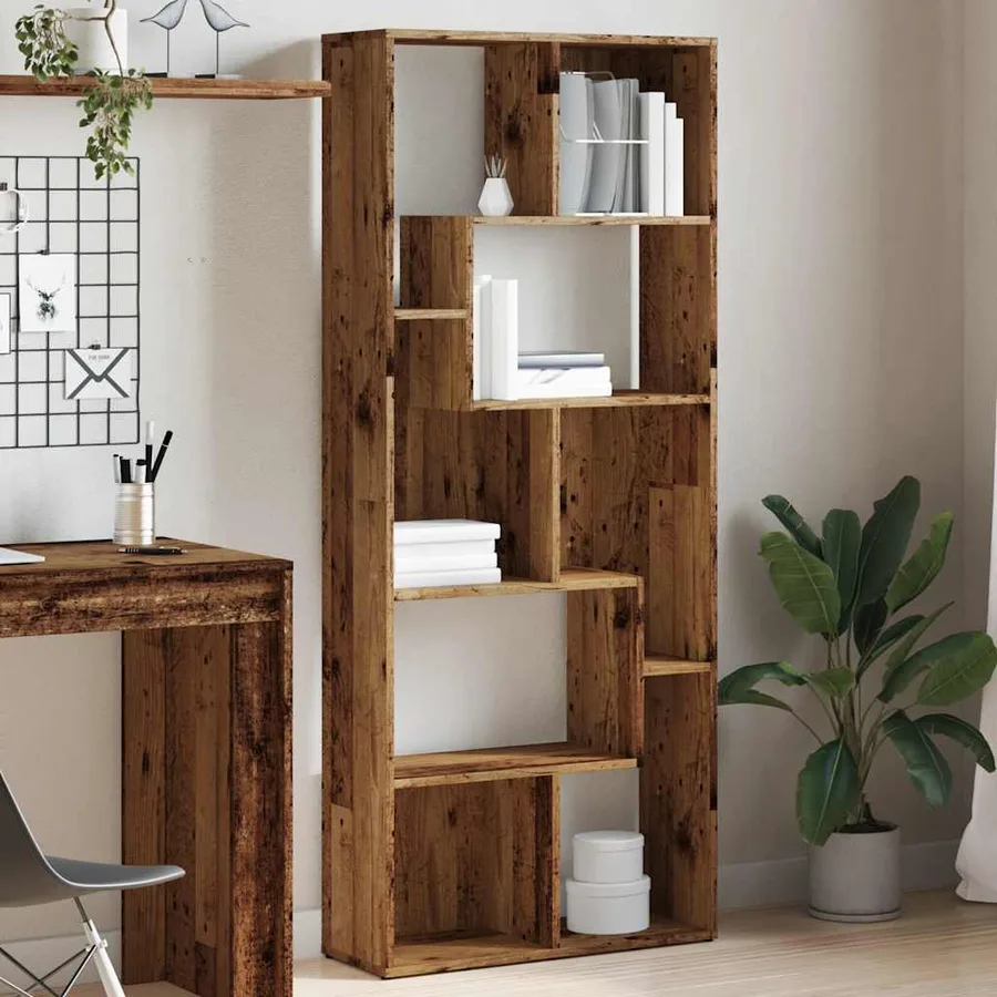 Bibliothèque vieux bois 67x24x161 cm bois d'ingénierie - 3
