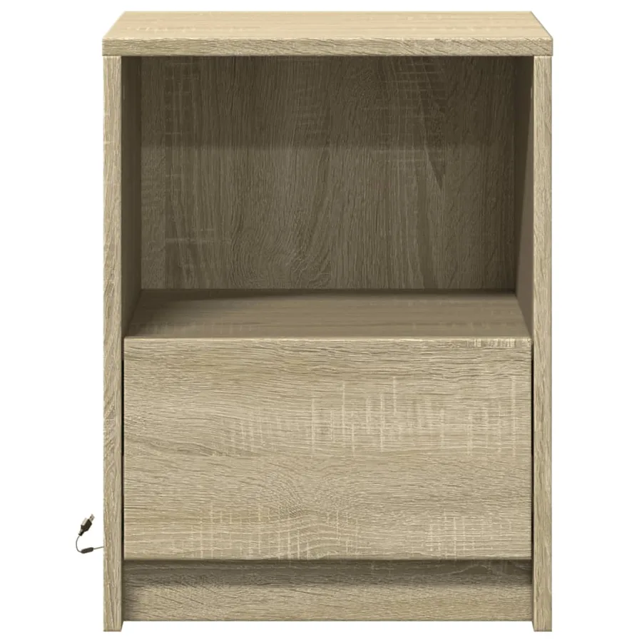 Armoires de chevet et lumières LED 2 pcs chêne sonoma - 6