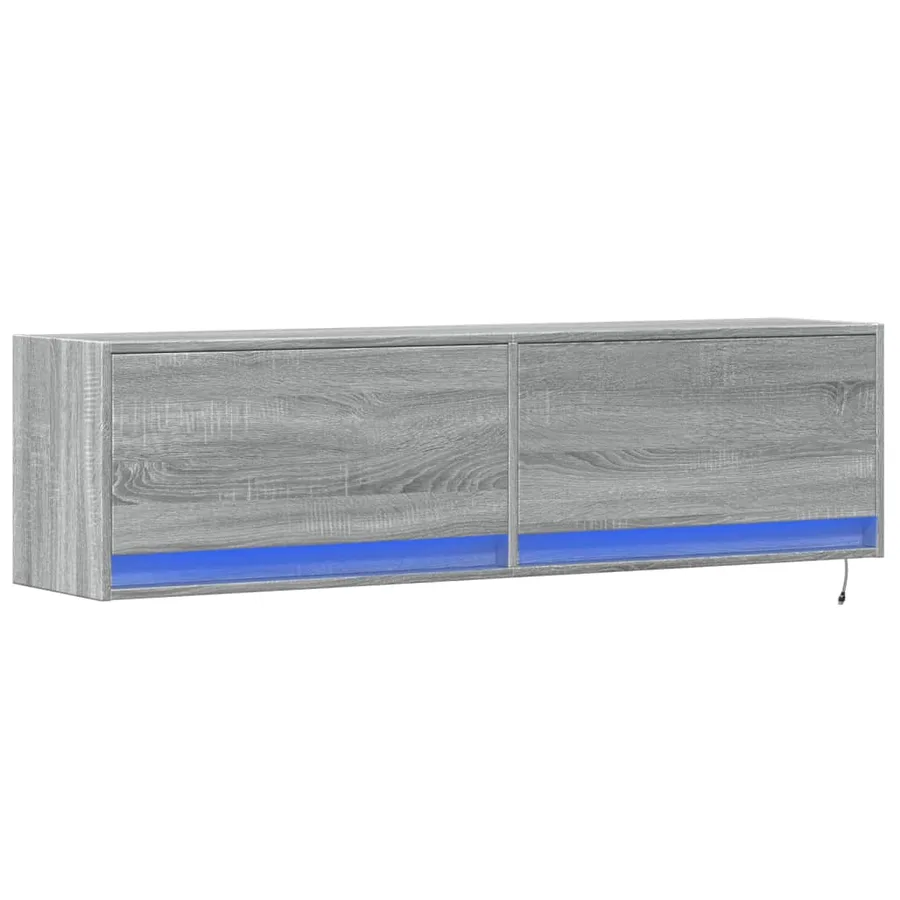 Meuble TV mural avec lumières LED sonoma gris 140x31x38 cm - 3