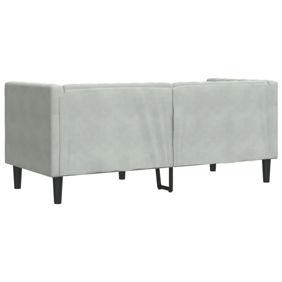 Canapé Chesterfield avec traversins 2 places gris clair velours - 6