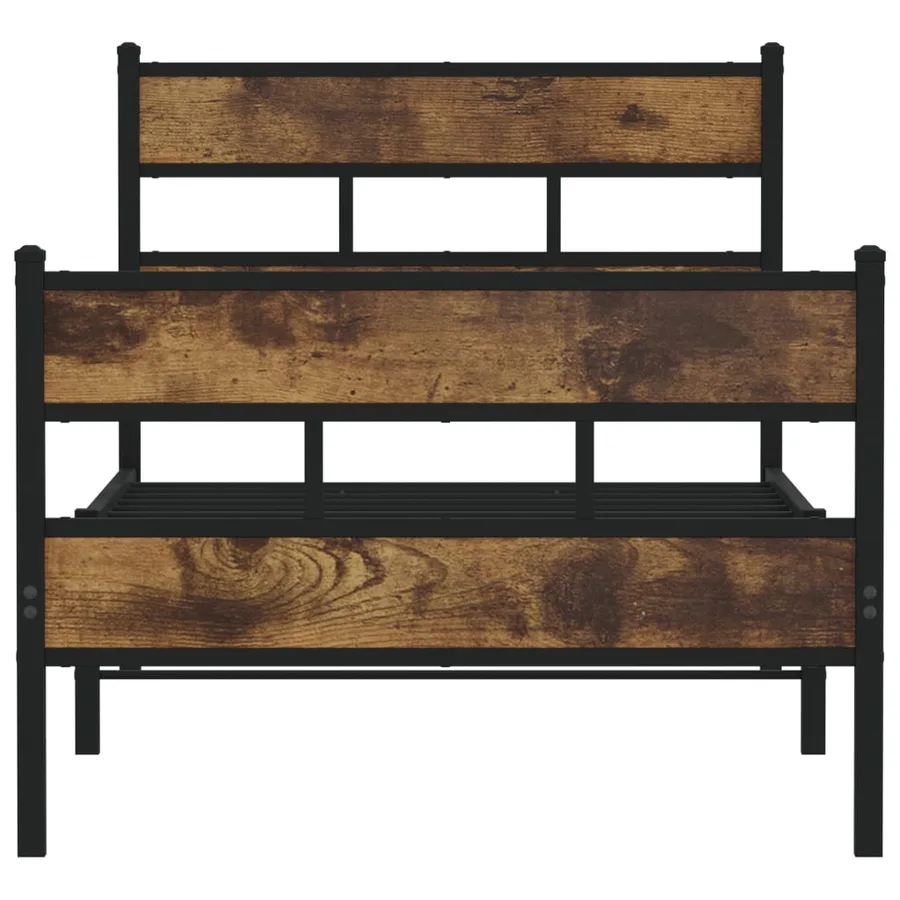 Cadre de lit en métal sans matelas chêne fumé 90x190 cm - 4