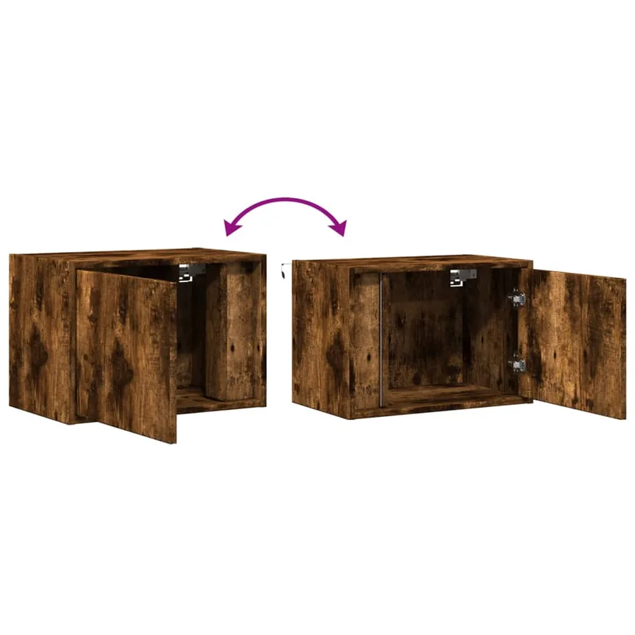 Tables de chevet murales avec lumières LED 2 pcs chêne fumé - 10