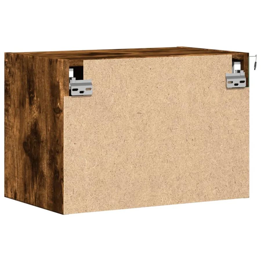 Tables de chevet murales avec lumières LED 2 pcs chêne fumé - 9