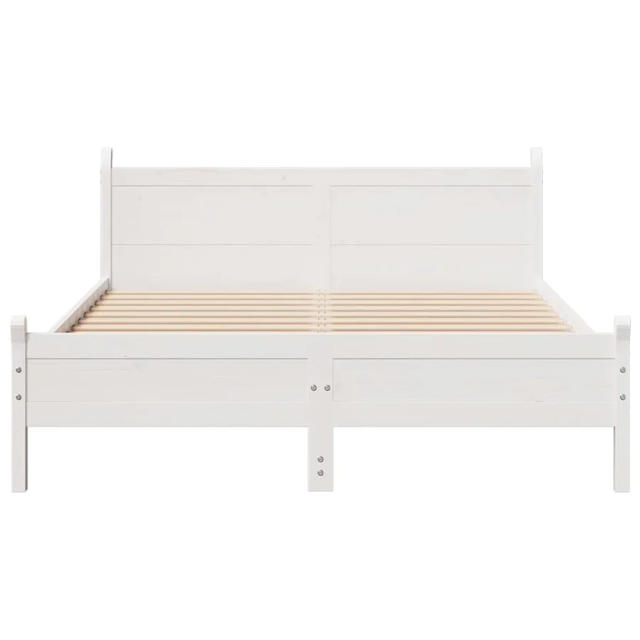 Cadre de lit sans matelas blanc 160x200 cm bois de pin massif - 4