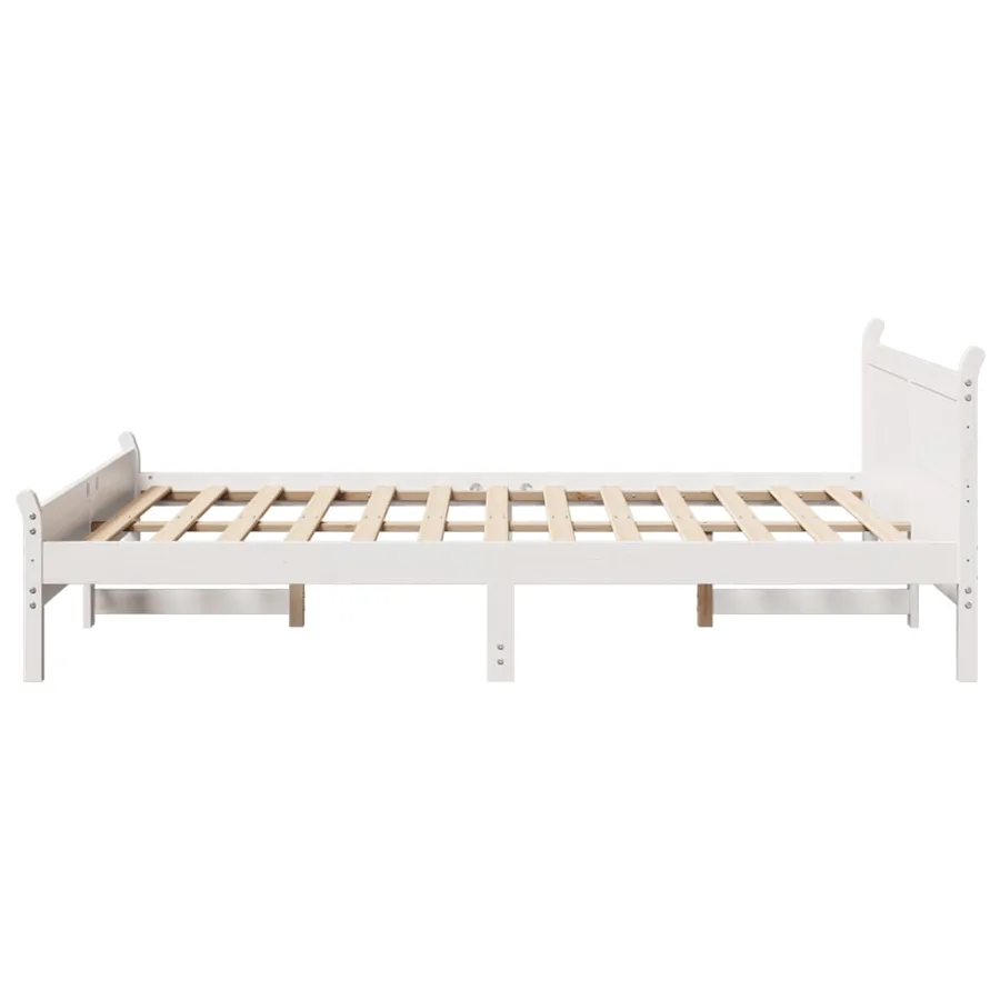 Cadre de lit sans matelas blanc 160x200 cm bois de pin massif - 5