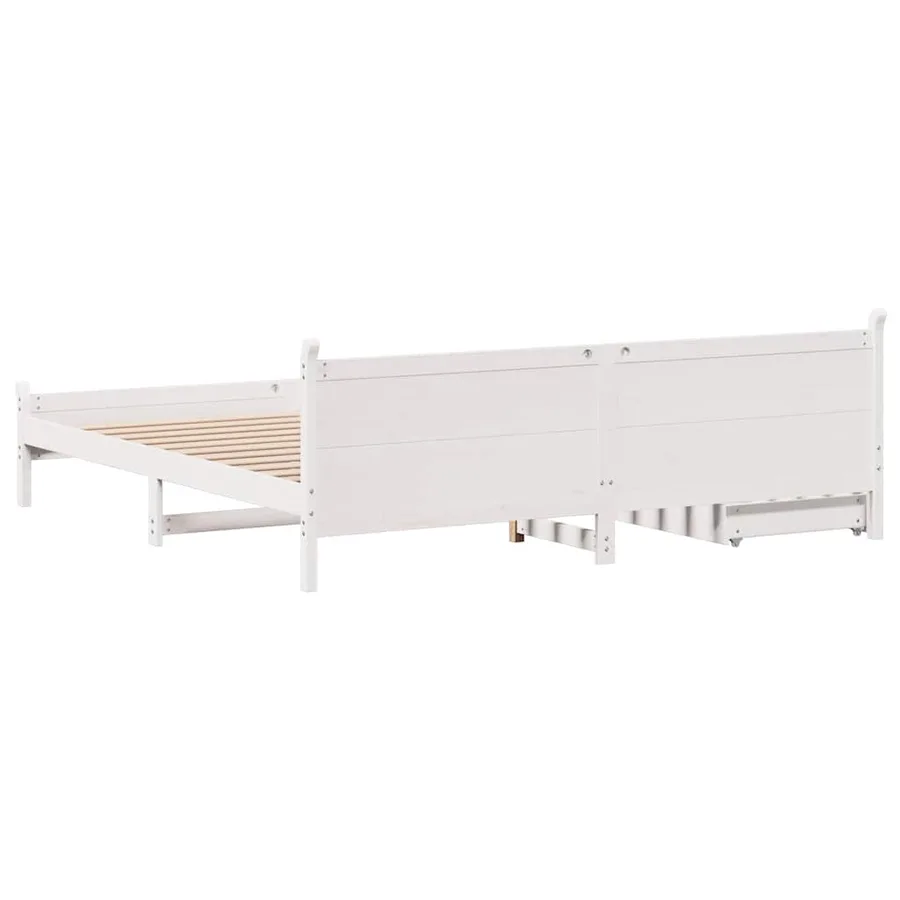 Cadre de lit sans matelas blanc 180x200 cm bois massif de pin - 8