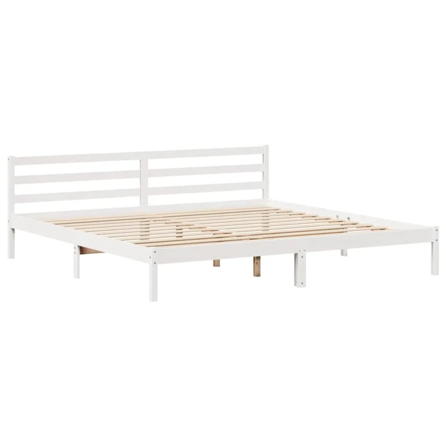 Lit bibliothèque sans matelas blanc 200x200 cm bois pin massif - 6