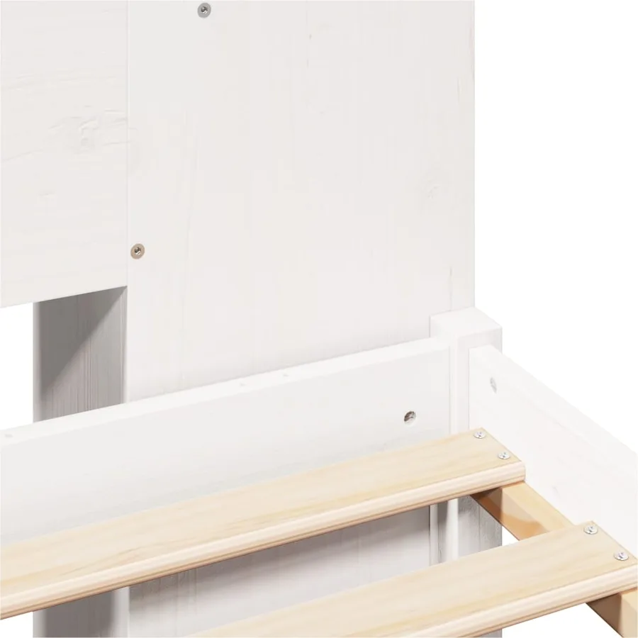 Lit bibliothèque sans matelas blanc 200x200 cm bois pin massif - 9